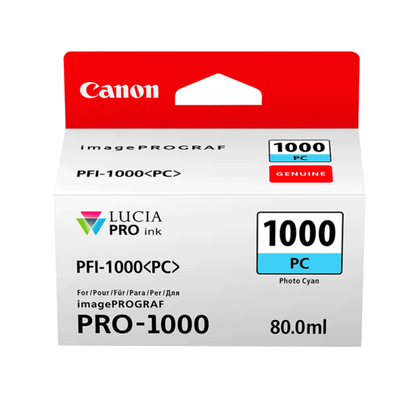 Canon PFI-1000PC Cyan photo - Cartouche d'encre Canon d'origine (0550C001AA)