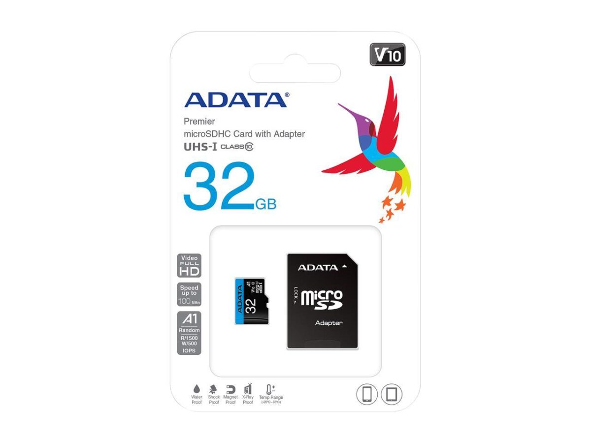 Carte Mémoire ADATA Micro 32GB SDHC Class 10 avec Adaptateur (AUSDH32GUICL10A1-RA1)