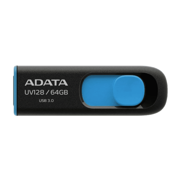 Clé USB ADATA UV128 64GB USB 3.0 Retractable Capless Flash Drive, Blue (AUV128-64G-RBE)