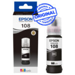 Epson 108 Noir - Bouteille d'encre Epson EcoTank d'origine (C13T09C14A)