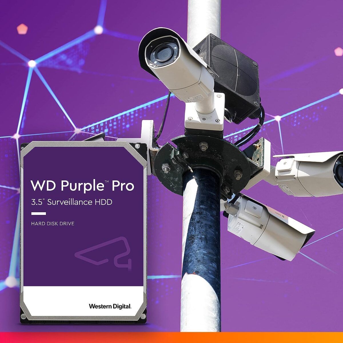 Western Digital Disque dur interne 3.5" 12 TB Purple Pro pour la vidéo surveillance (WD121PURP)