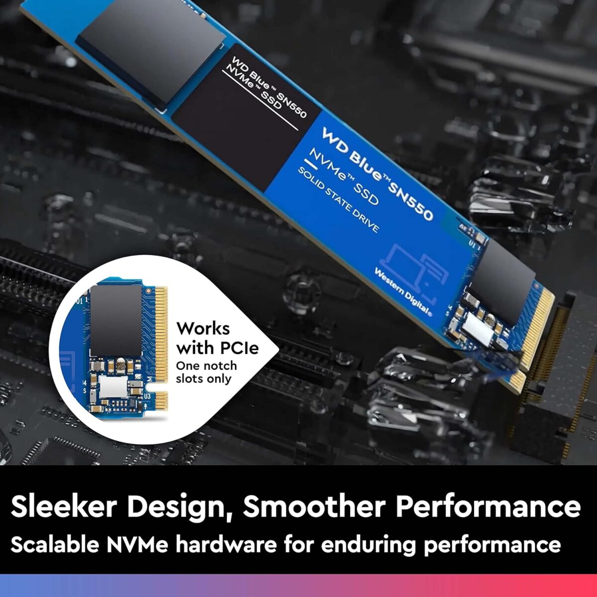 Disque dur interne SSD 500Go Western Digital Bleu SN550 M.2 NVMe (WDS500G2B0C)